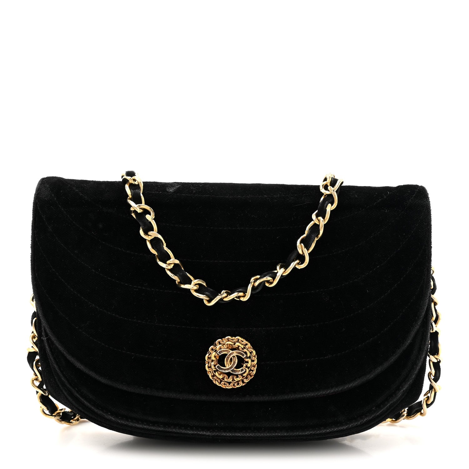 Chanel Velvet Horizontal Quilted Small Single Flap Black 1 of 17