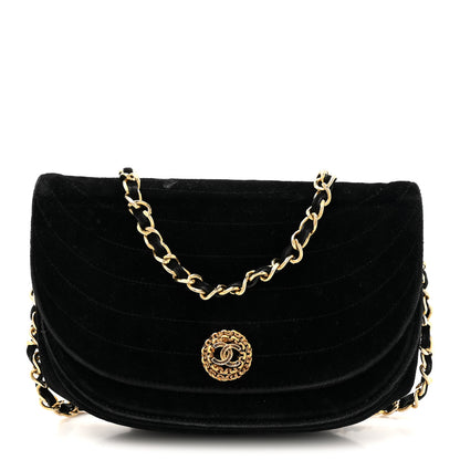 Chanel Velvet Horizontal Quilted Small Single Flap Black 1 of 17