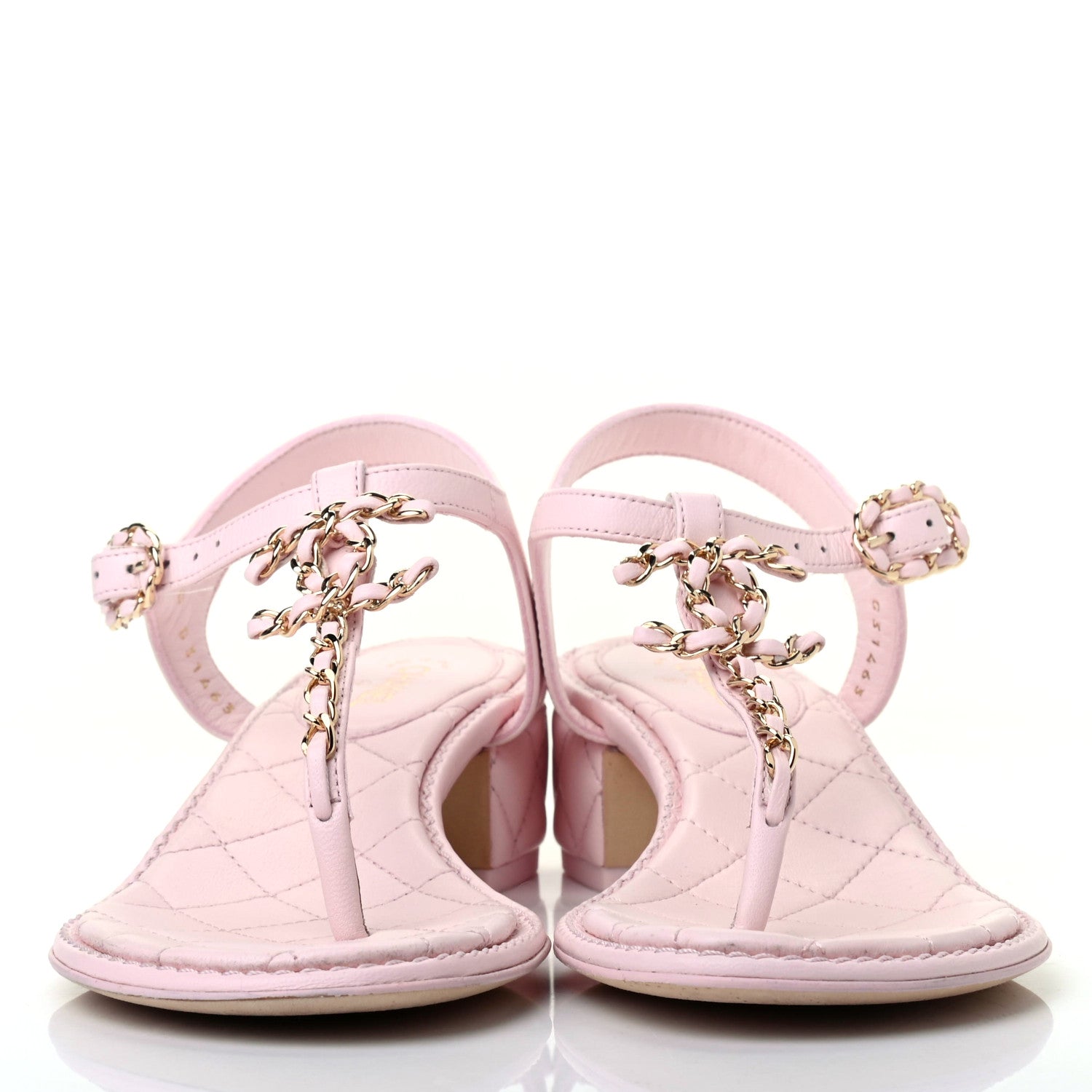Chanel Lambskin Chain CC Logo Thong Sandals 35.5 Pink 11 of 11