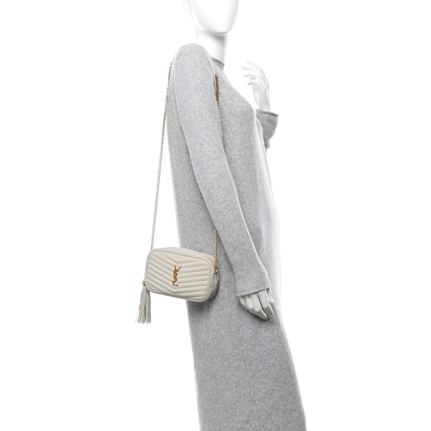 Saint Laurent Grain De Poudre Matelasse Monogram Mini Lou Camera Bag Crema Soft 2 of 12