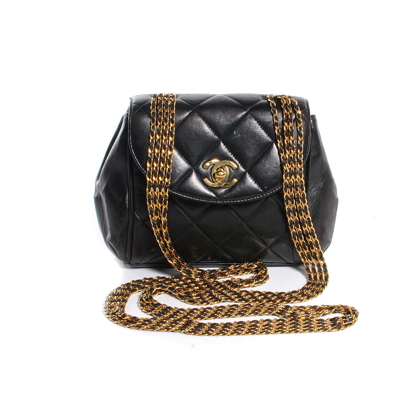 Lambskin Quilted 4 Chain Mini Flap Black