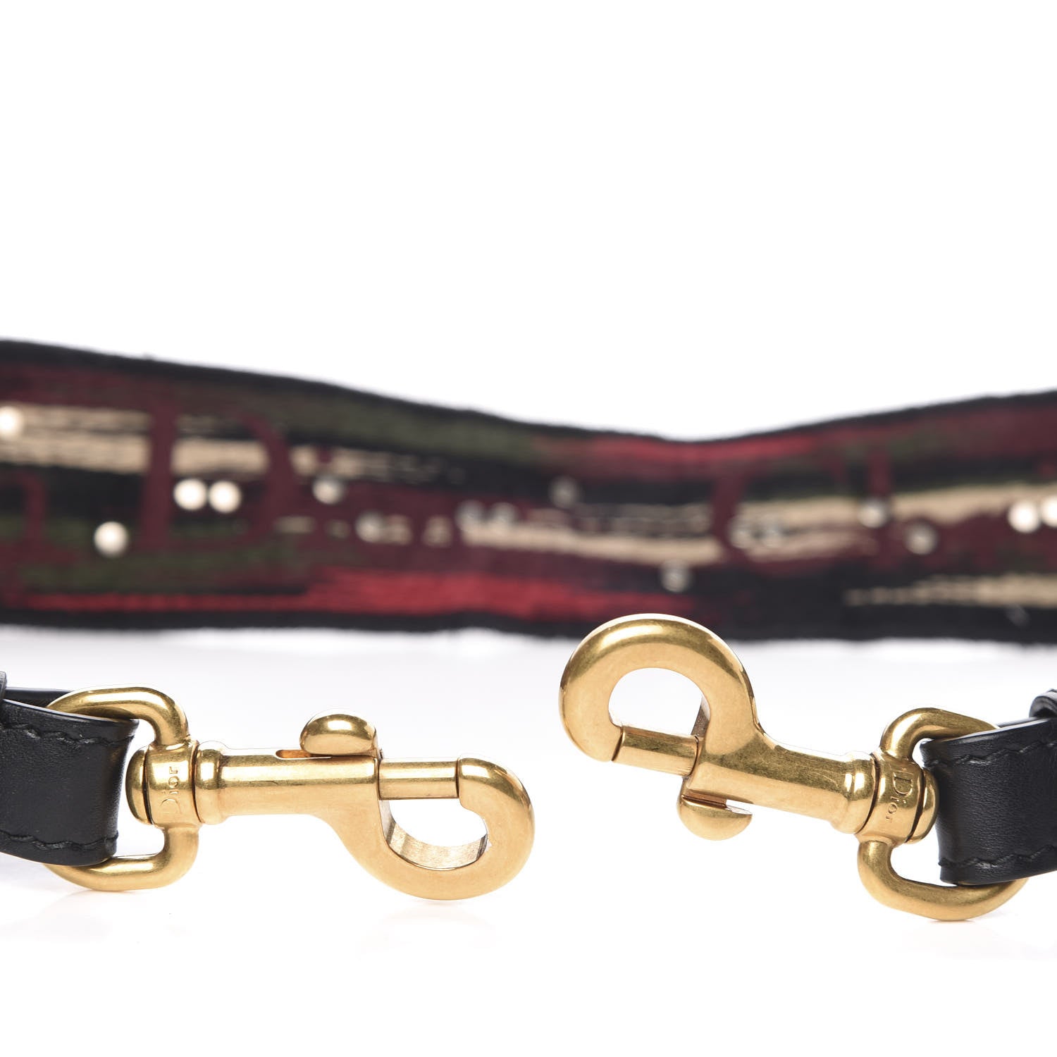 Christian Dior Canvas Embroidered Studded Bohemian Shoulder Strap Red 4 of 4