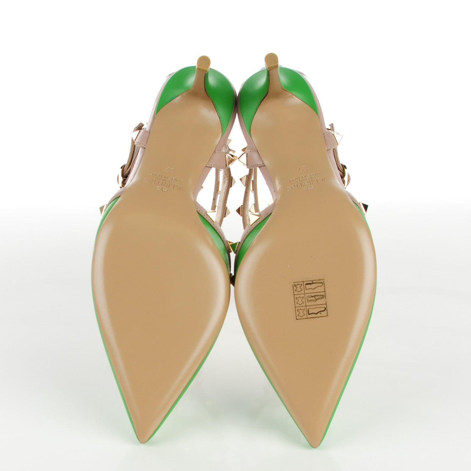 Valentino Garavani Calfskin Nappa Rockstud Ankle Strap 65mm Pumps 37 Green Poudre 5 of 7