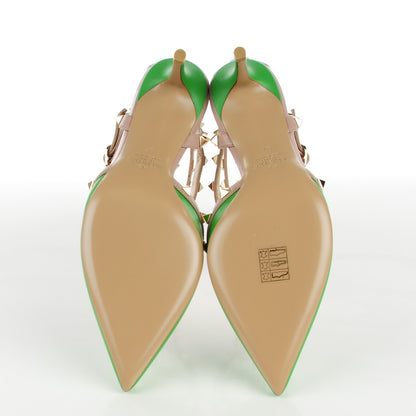 Valentino Garavani Calfskin Nappa Rockstud Ankle Strap 65mm Pumps 37 Green Poudre 5 of 7