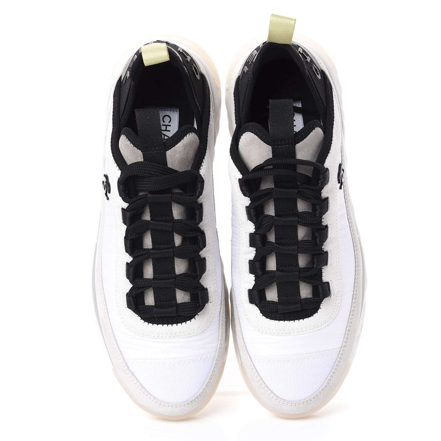 Nylon Calfskin Suede CC Sneakers 39 White Grey Yellow