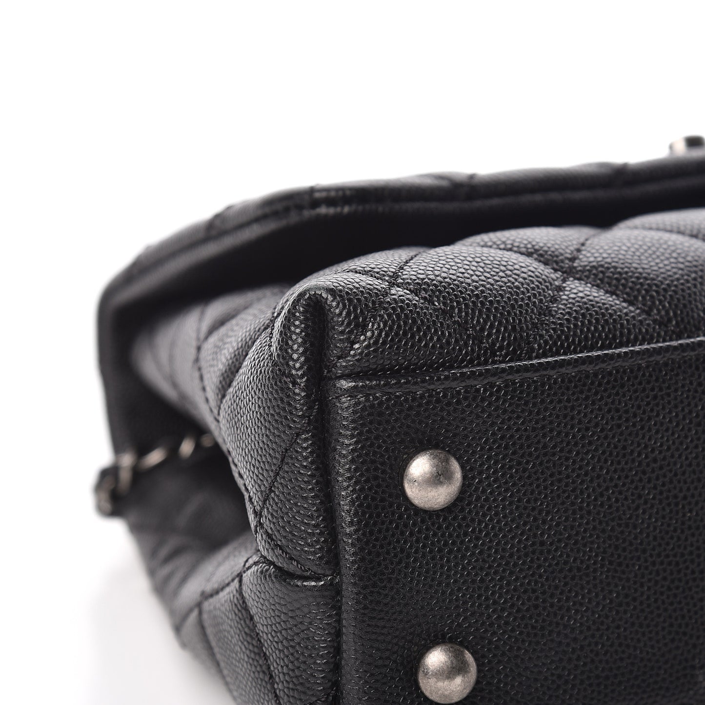 Caviar Lizard Quilted Mini Coco Handle Flap Black