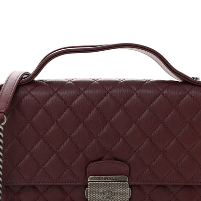 Chanel Goatskin Quilted Large CC University Top Handle Flap Burgundy 8 of 12