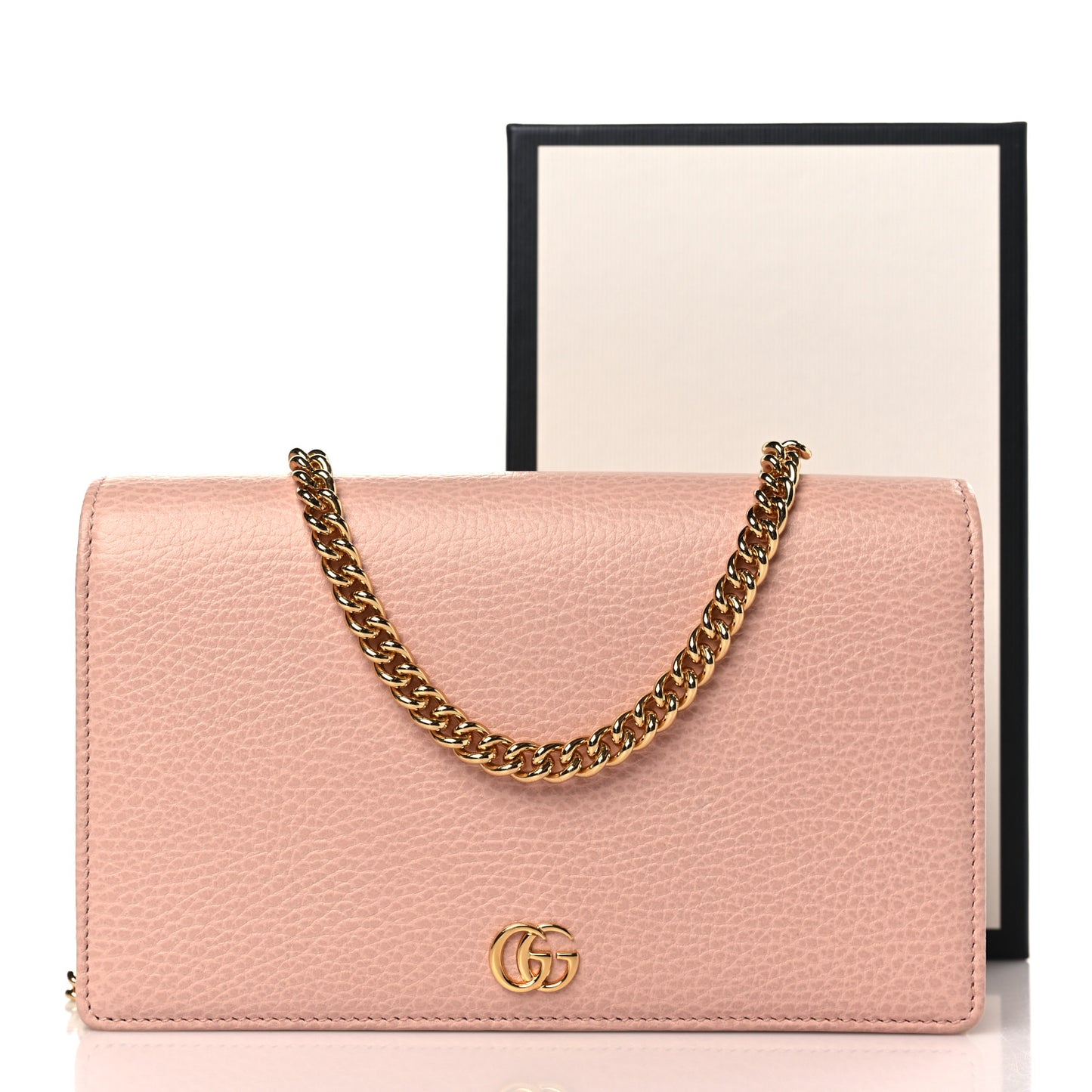Dollar Calfskin Mini GG Marmont Chain Wallet Perfect Pink