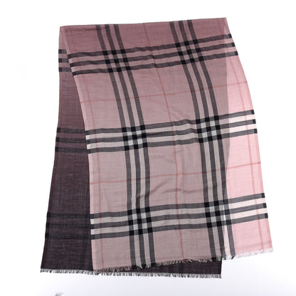 Burberry Wool Silk Gauze Ombre Giant Check Scarf Pink 2 of 3