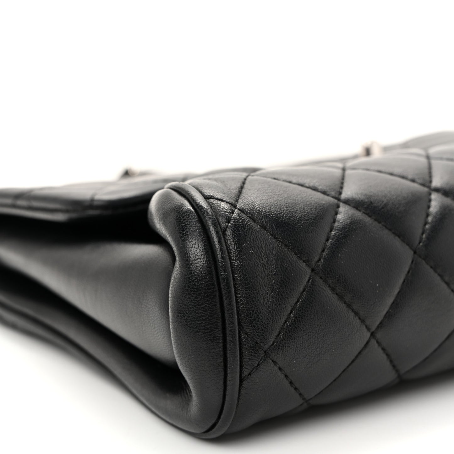 Calfskin Quilted Fold Up Again Flap Bag Black