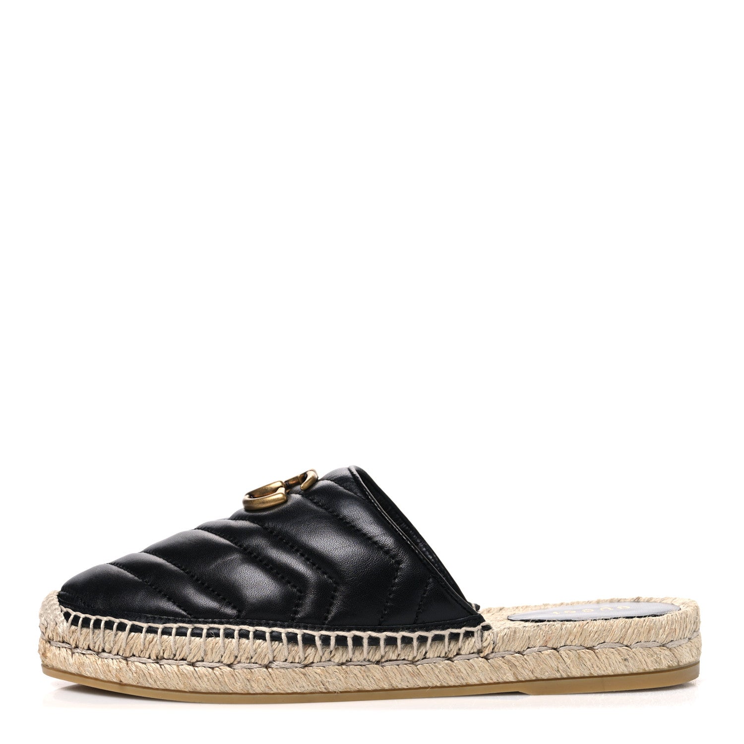 Gucci Nappa Matelasse GG Marmont Espadrille Slippers 37.5 Black 1 of 11