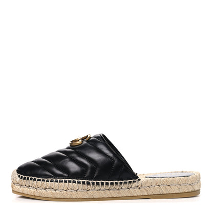 Gucci Nappa Matelasse GG Marmont Espadrille Slippers 37.5 Black 1 of 11