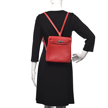 Hermes Taurillon Clemence Kelly Ado Backpack Rouge Casaque 2 of 10