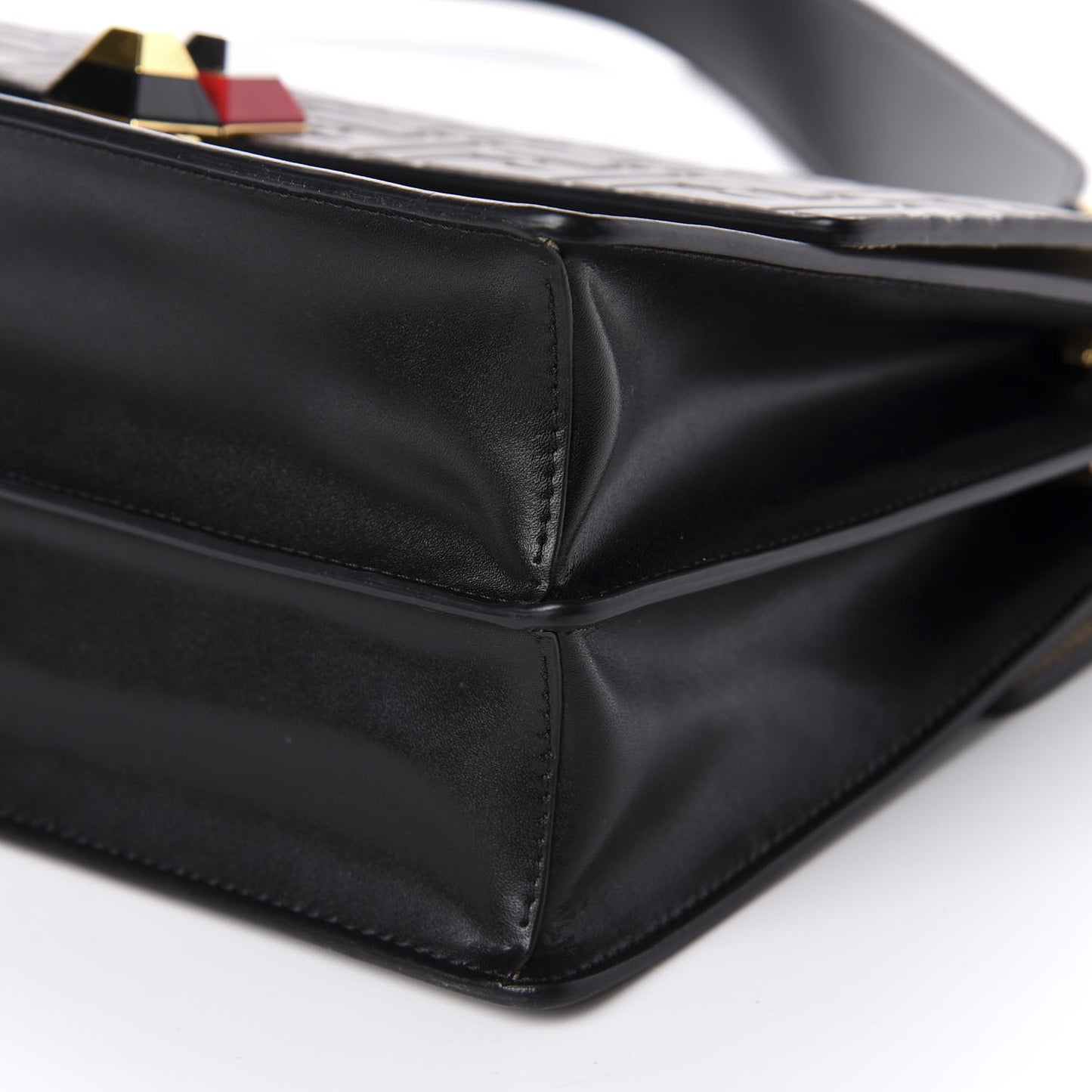 Vitello Liberty Bi-Color FF 1974 Embossed Kan I Shoulder Bag Black Maya