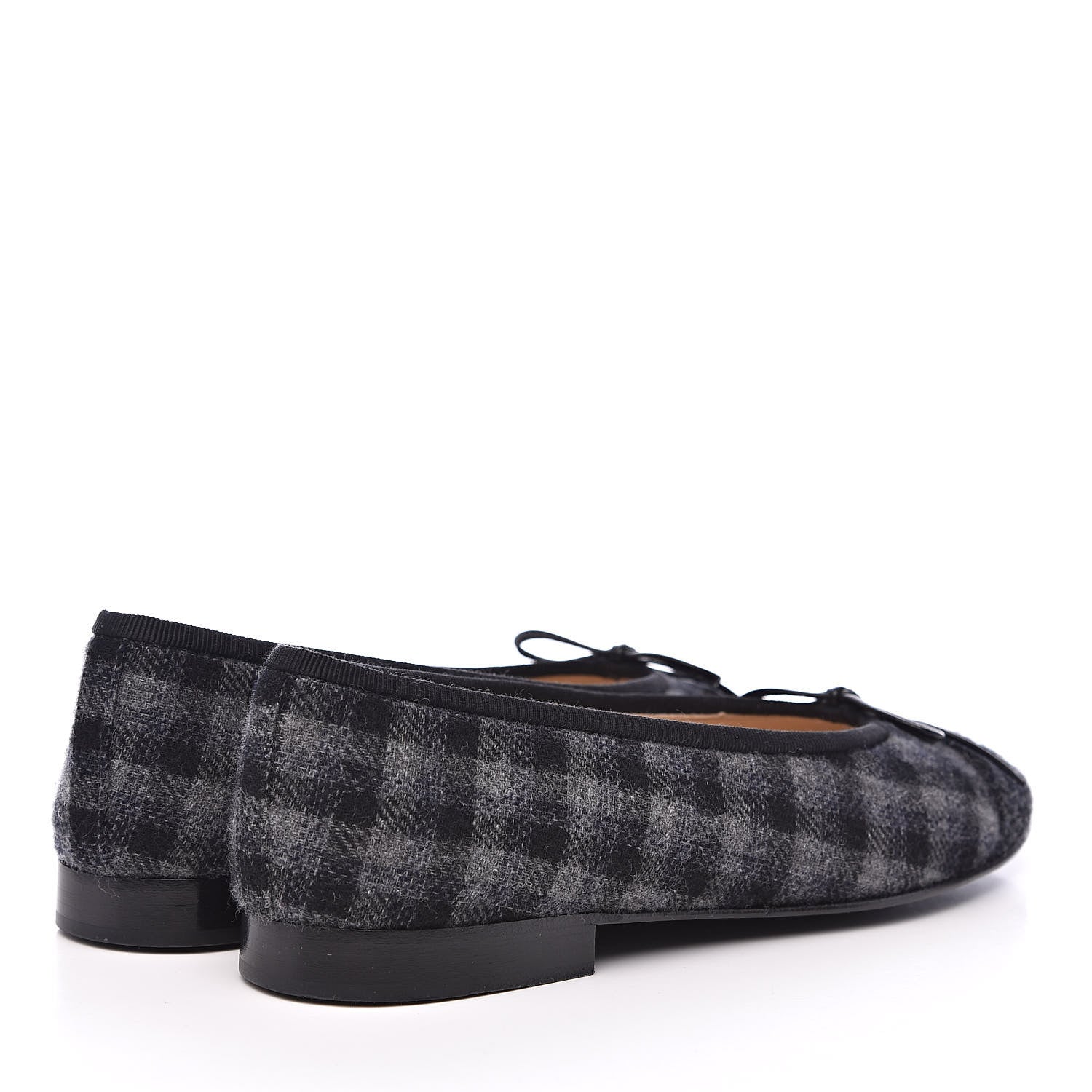 Chanel Tweed Cap Toe Ballerina Flats 36 Dark Grey Black 4 of 9