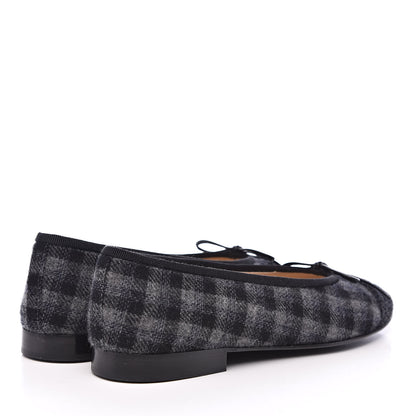 Chanel Tweed Cap Toe Ballerina Flats 36 Dark Grey Black 4 of 9