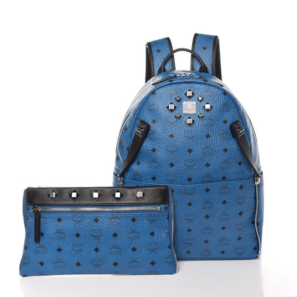 MCM Visetos Studded Medium Dual Stark Backpack Munich Blue 3 of 9