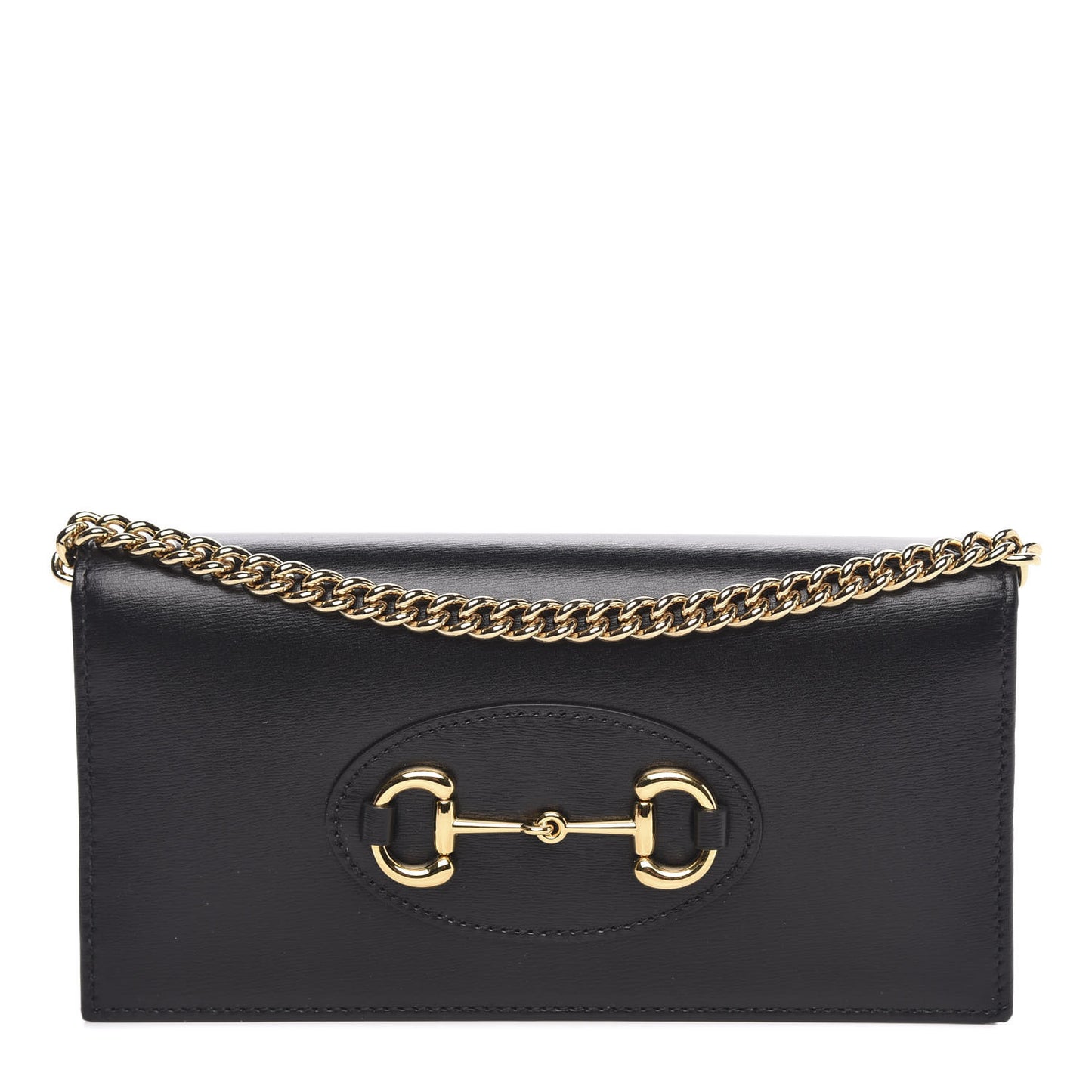 Boarded Plutone Calfskin Horsebit 1955 Wallet On Chain Black