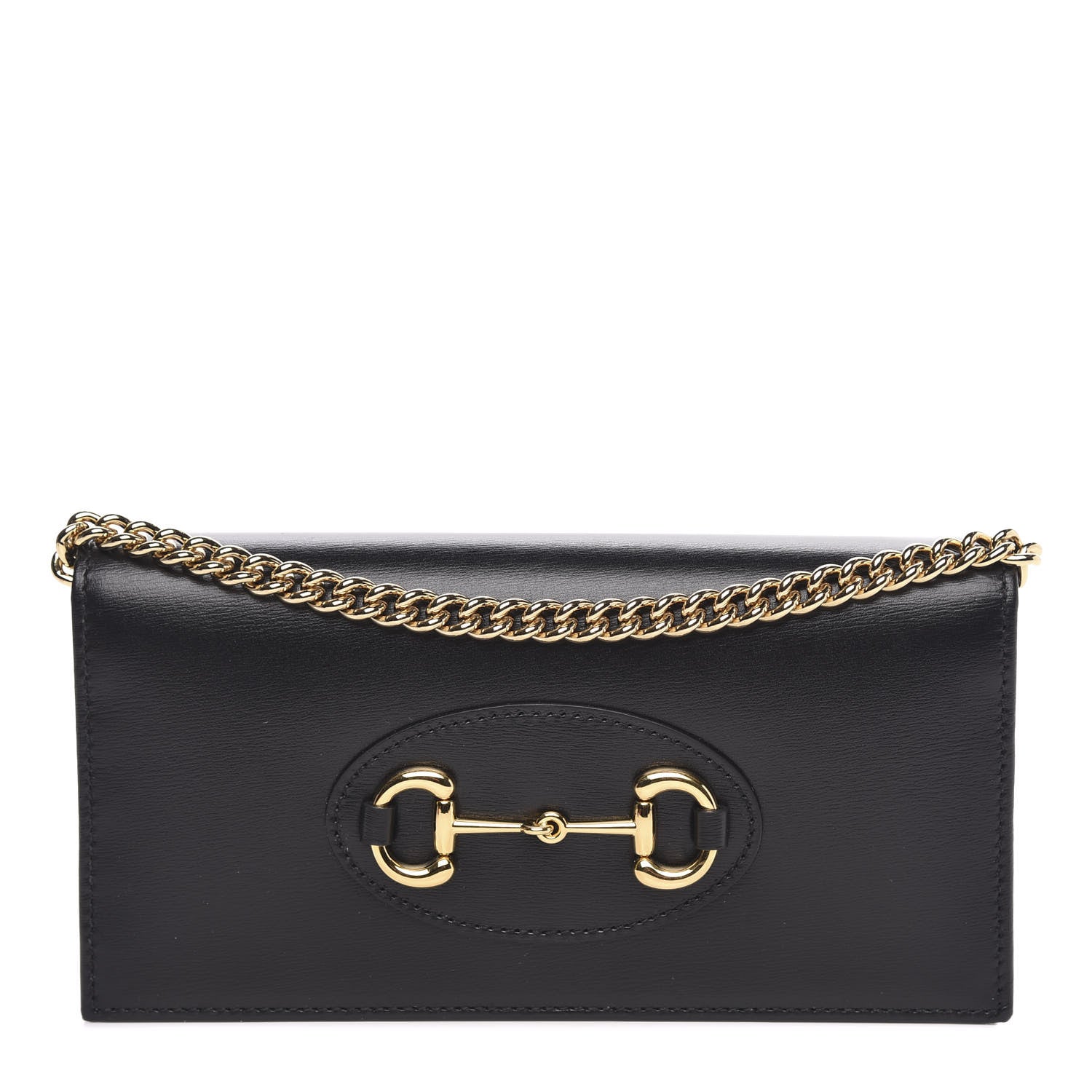 Gucci Boarded Plutone Calfskin Horsebit 1955 Wallet On Chain Black 1 of 10