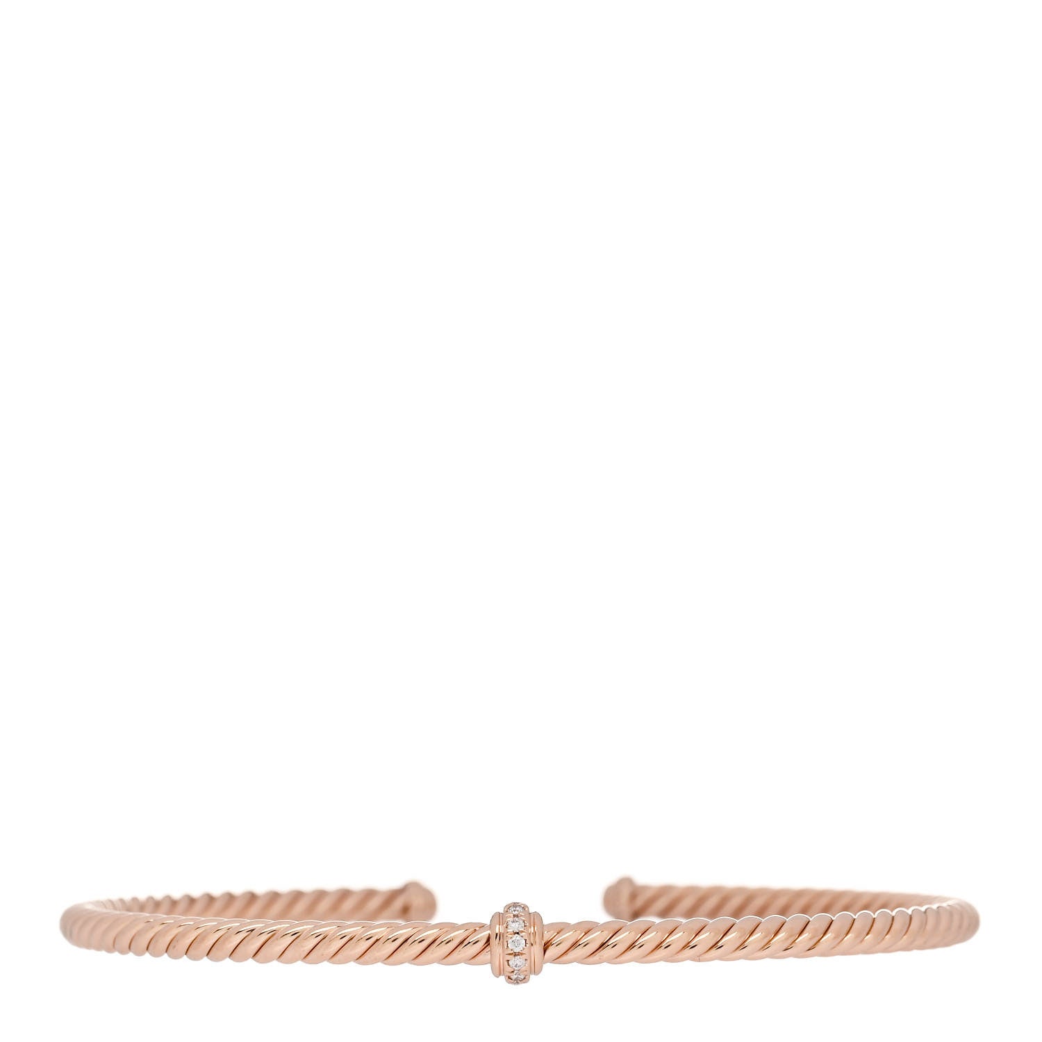 David Yurman 18K Rose Gold Diamond 3mm Renaissance Center Station Bracelet 1 of 4