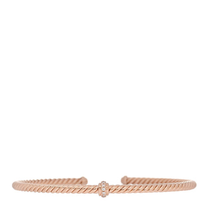 David Yurman 18K Rose Gold Diamond 3mm Renaissance Center Station Bracelet 1 of 4