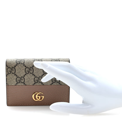 Gucci Dollar Calfskin GG Supreme Monogram GG Marmont Card Case Porcelain Rose Beige Ebony 2 of 7