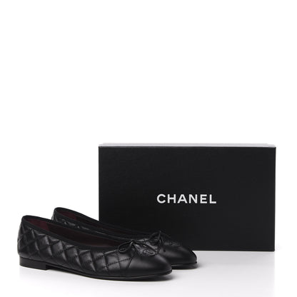 Chanel Aged Calfskin Quilted CC Cap Toe Ballerina Flats 40.5 Black 10 of 10