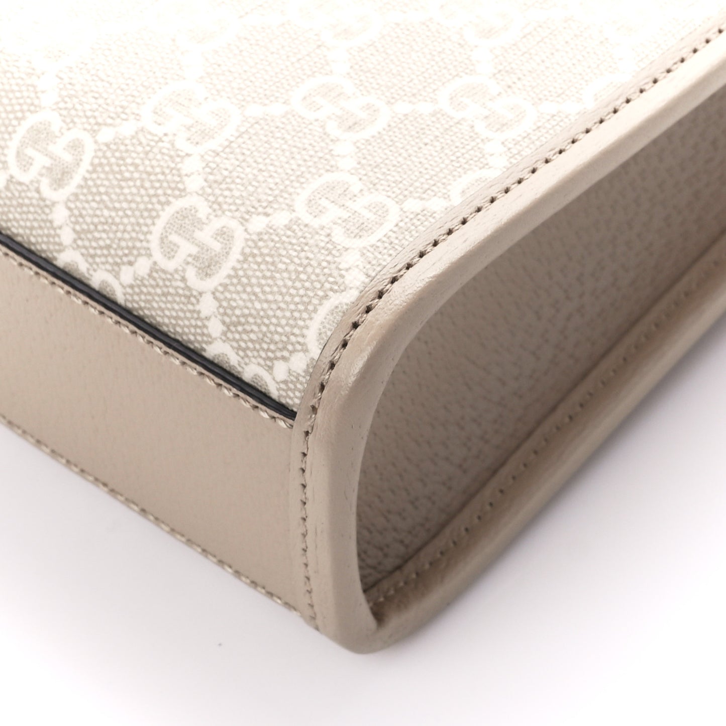GG Supreme Monogram Textured Dollar Calfskin Mini Retro Interlocking G Tote Bag Beige Mystic White Oatmeal