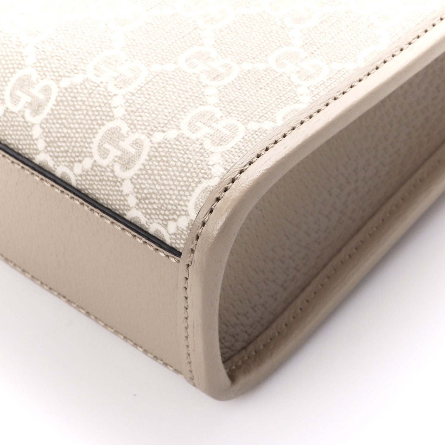 Gucci GG Supreme Monogram Textured Dollar Calfskin Mini Retro Interlocking G Tote Bag Beige Mystic White Oatmeal 10 of 10