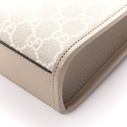 Gucci GG Supreme Monogram Textured Dollar Calfskin Mini Retro Interlocking G Tote Bag Beige Mystic White Oatmeal 10 of 10