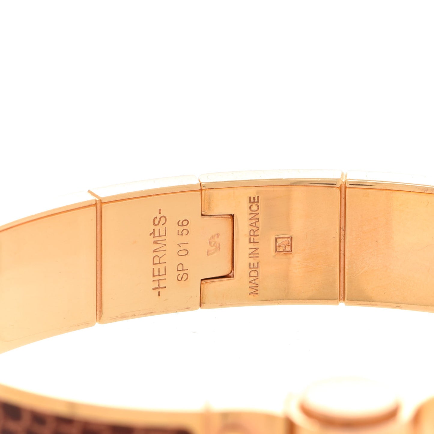 Lizard Charniere Cuir Narrow Hinged Bracelet S Etrusque