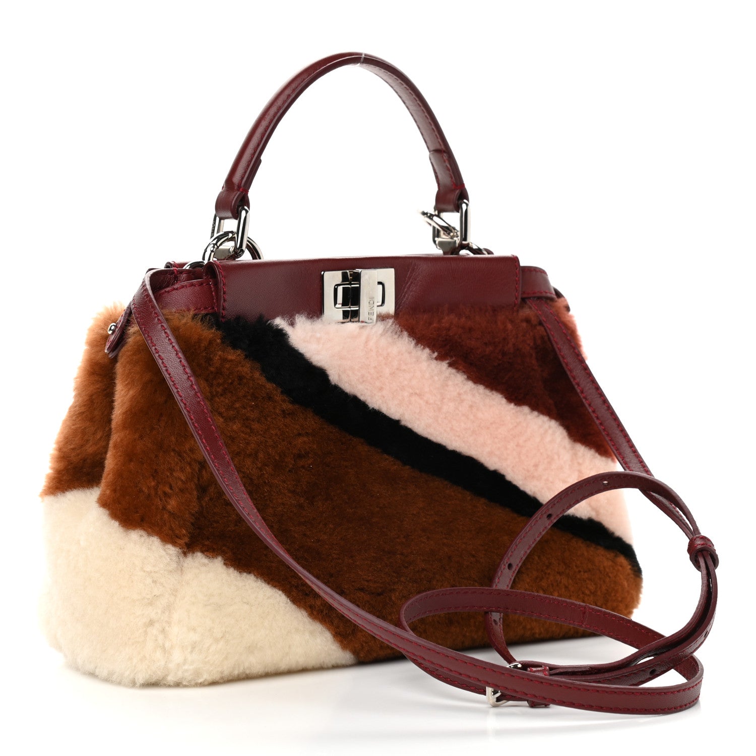 Fendi Shearling Nappa Mini Peekaboo Iconic Satchel Multicolor 2 of 11