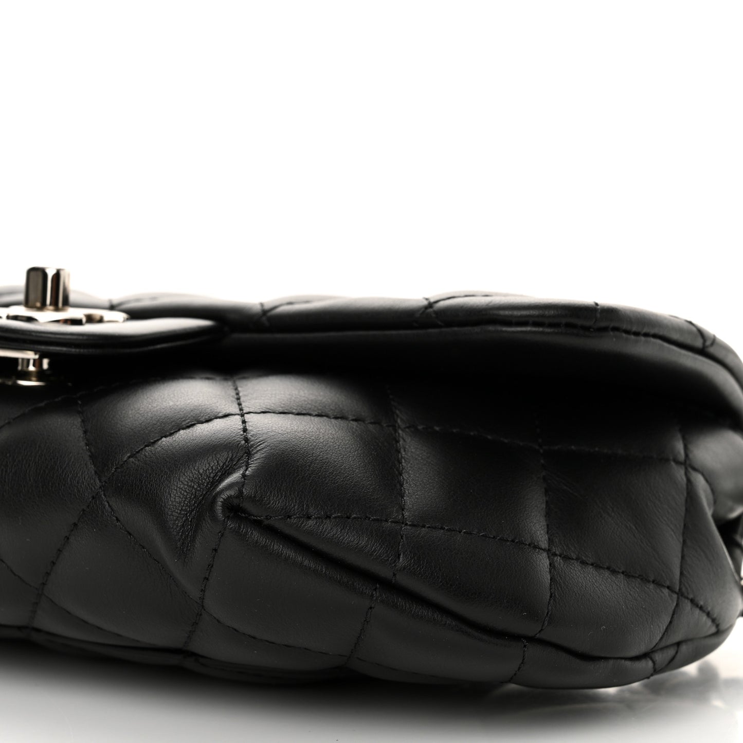 Calfskin Quilted CC Uniform Flap Belt Bag Black