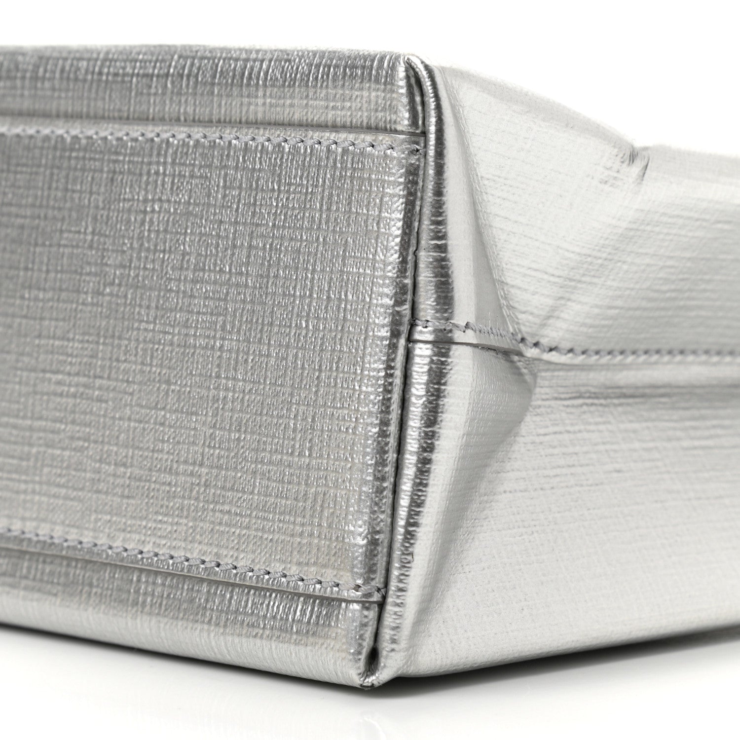 Balenciaga Metallic Squared Calfskin Logo North South Shopper Tote XXS Silver 9 of 10