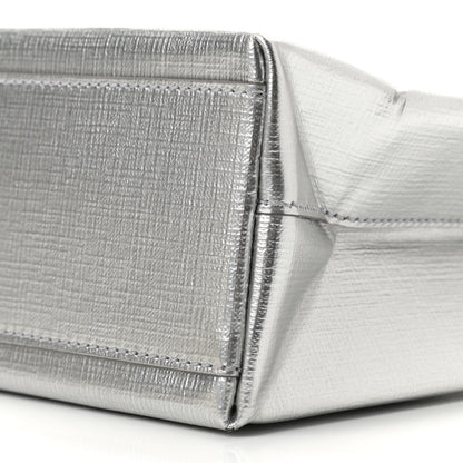 Balenciaga Metallic Squared Calfskin Logo North South Shopper Tote XXS Silver 9 of 10