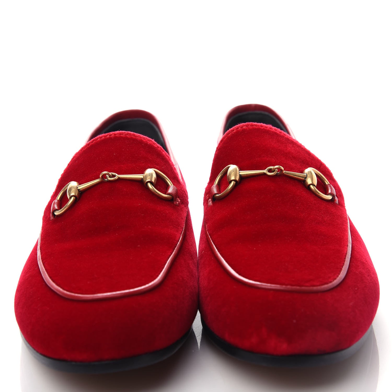 Gucci Velvet Horsebit Womens Jordaan Loafers 38 Hibiscus Red 5 of 11