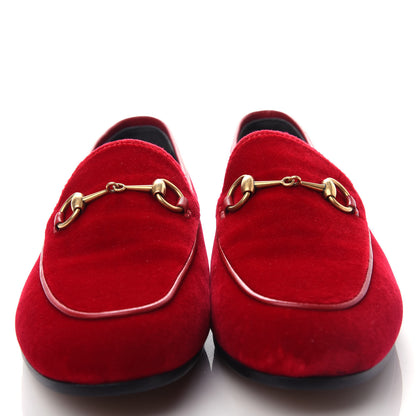 Gucci Velvet Horsebit Womens Jordaan Loafers 38 Hibiscus Red 5 of 11