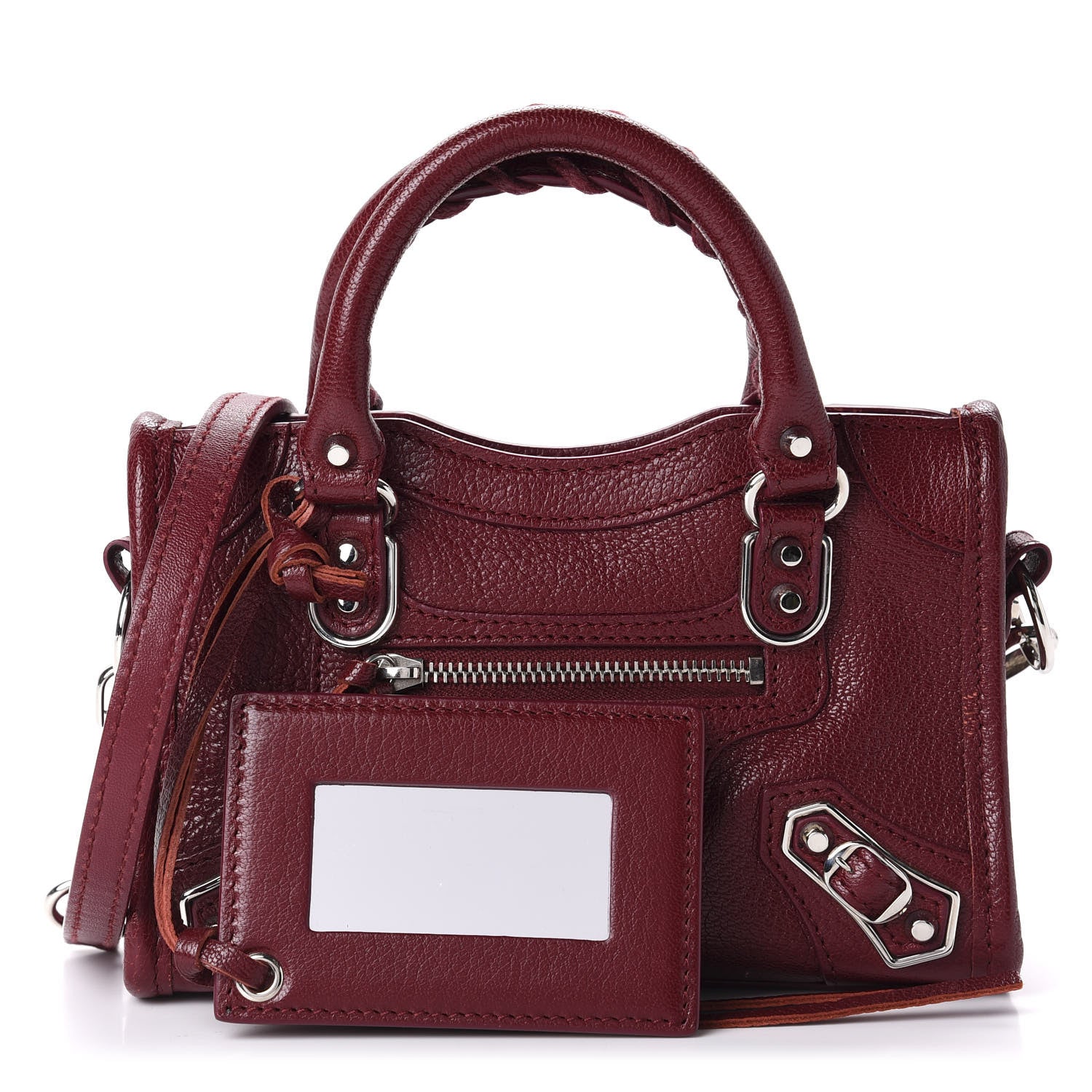 Balenciaga Chevre Silver Metallic Edge Hardware Nano City Rouge Lie De Vin 2 of 11