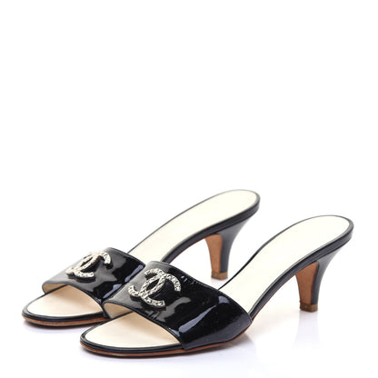 Chanel Patent Calfskin CC Mules 36 Black 3 of 8