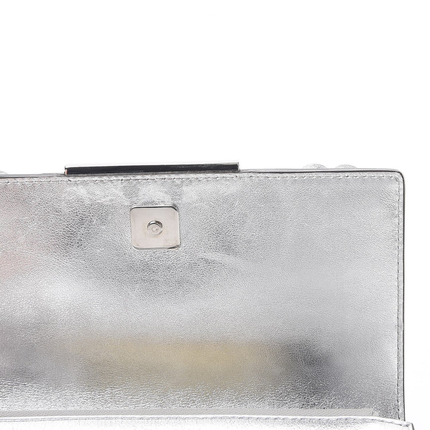 Vitello Catalan Mirror Flowerland Tube Wallet On Chain Argento