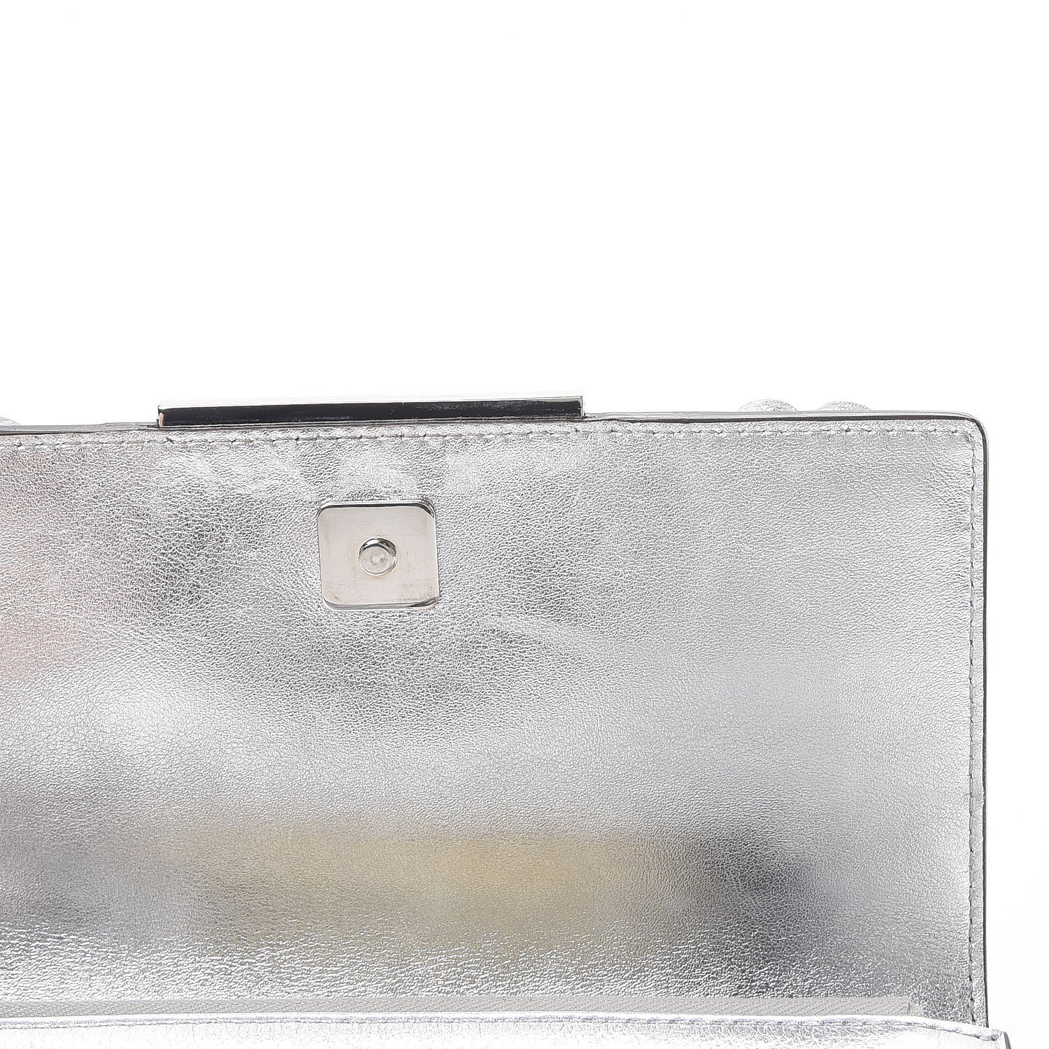 Fendi Vitello Catalan Mirror Flowerland Tube Wallet On Chain Argento 9 of 11