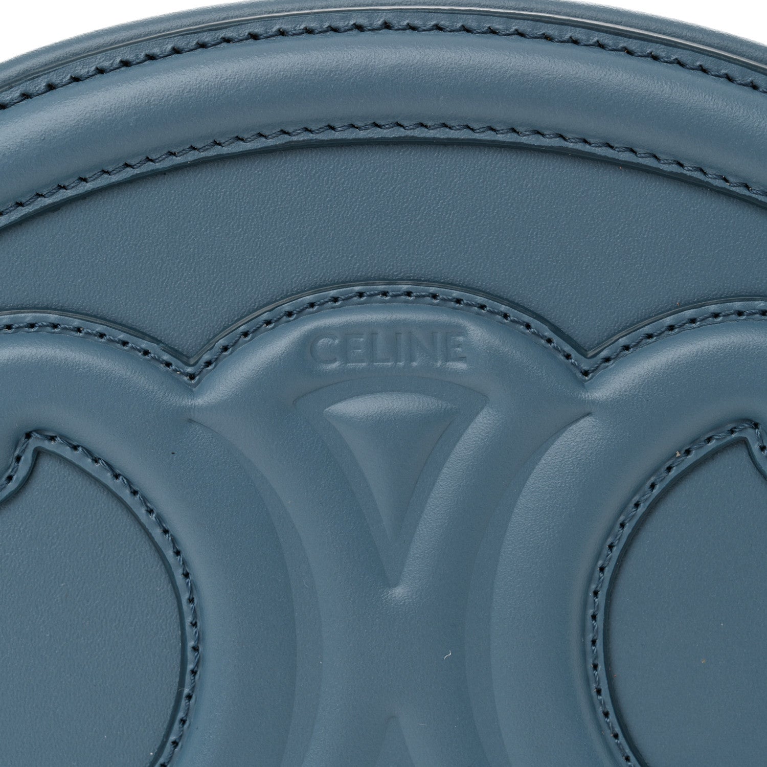 Celine Smooth Calfskin Cuir Triomphe Oval Bag Denim 8 of 11