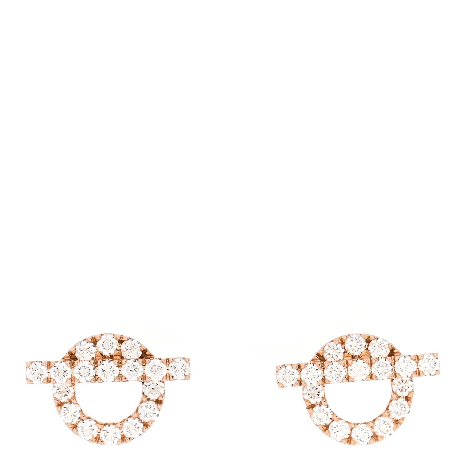Hermes 18K Rose Gold Diamond Finesse Earrings 1 of 5