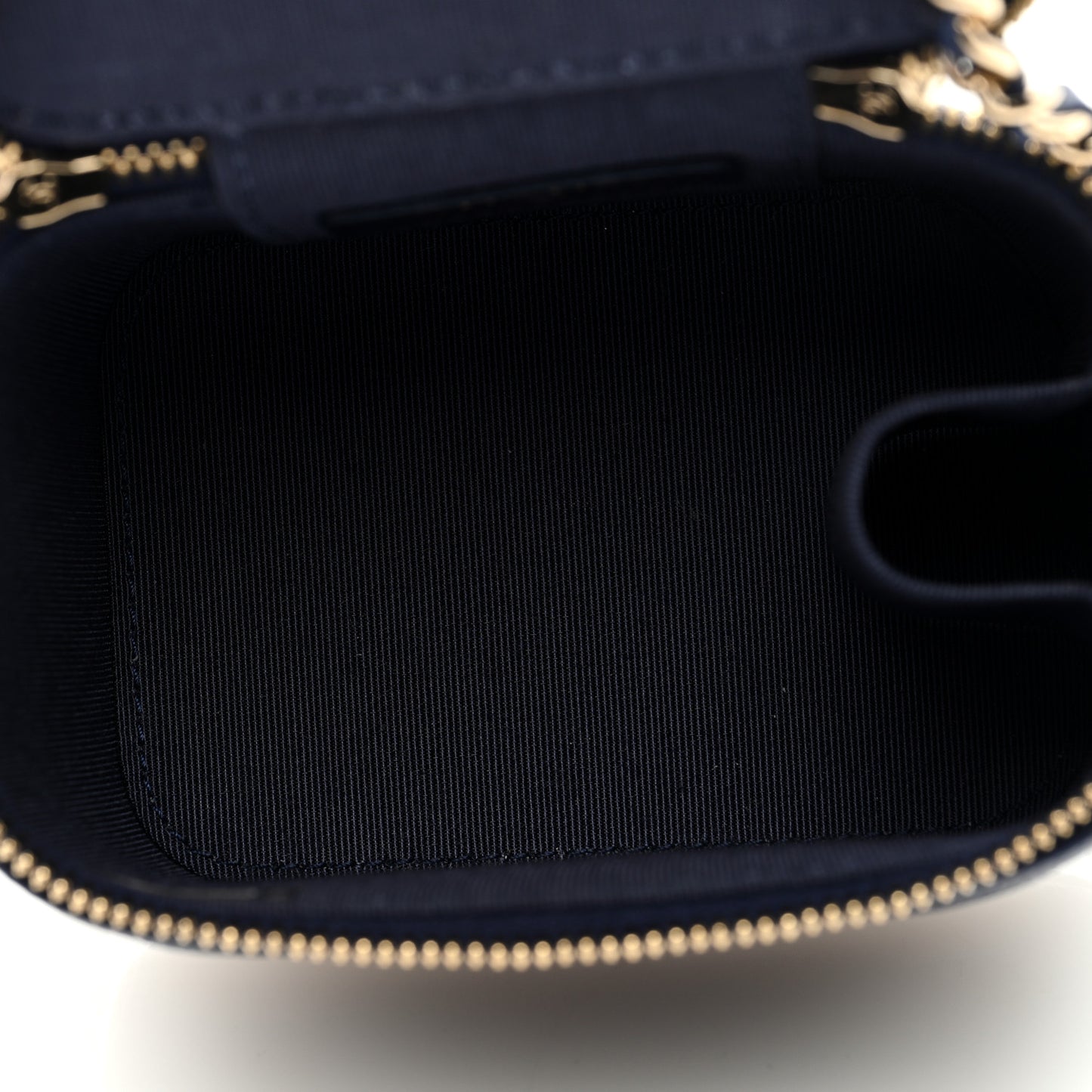 Caviar Quilted Mini Vanity Case With Chain Navy Blue