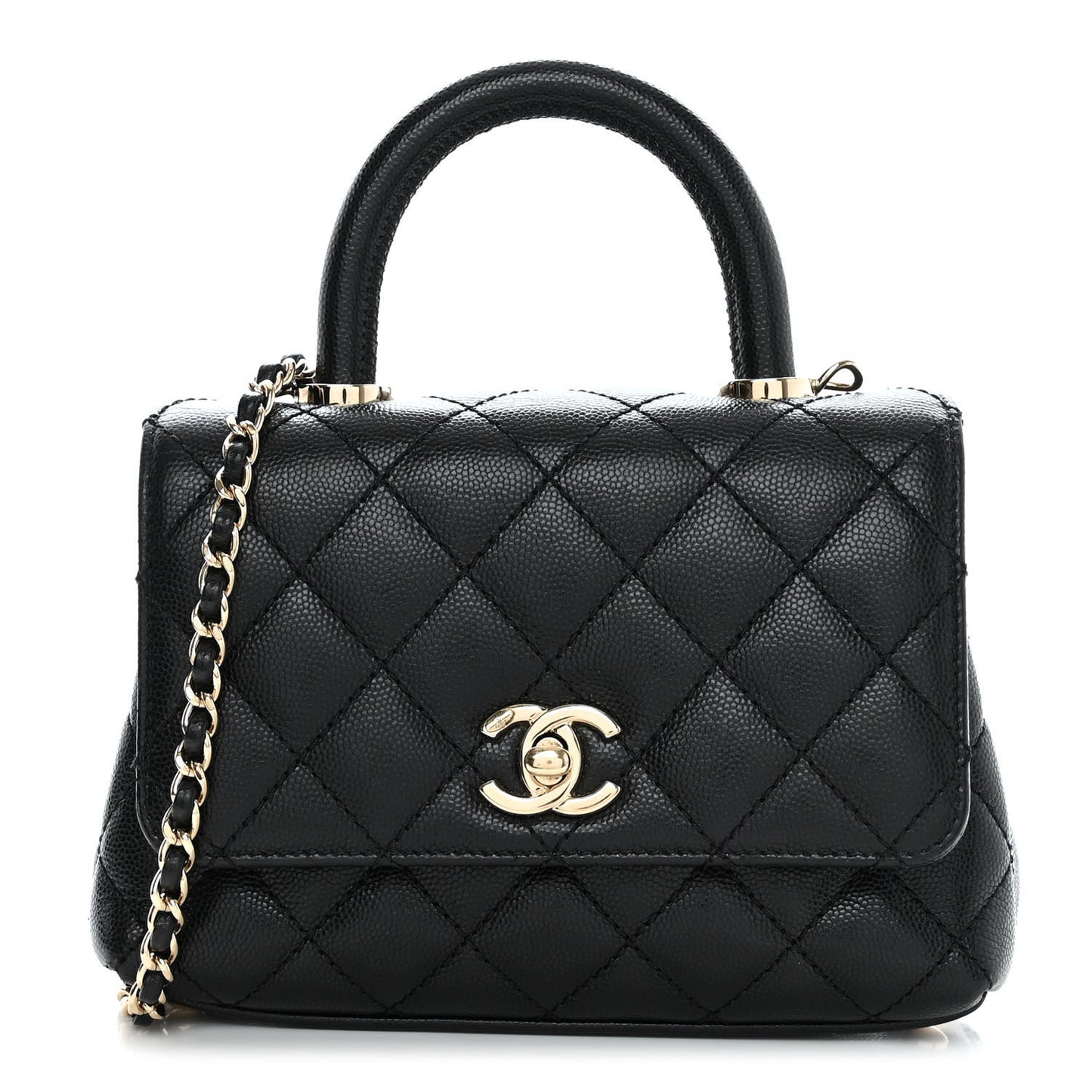 Caviar Quilted Extra Mini Coco Handle Flap Black