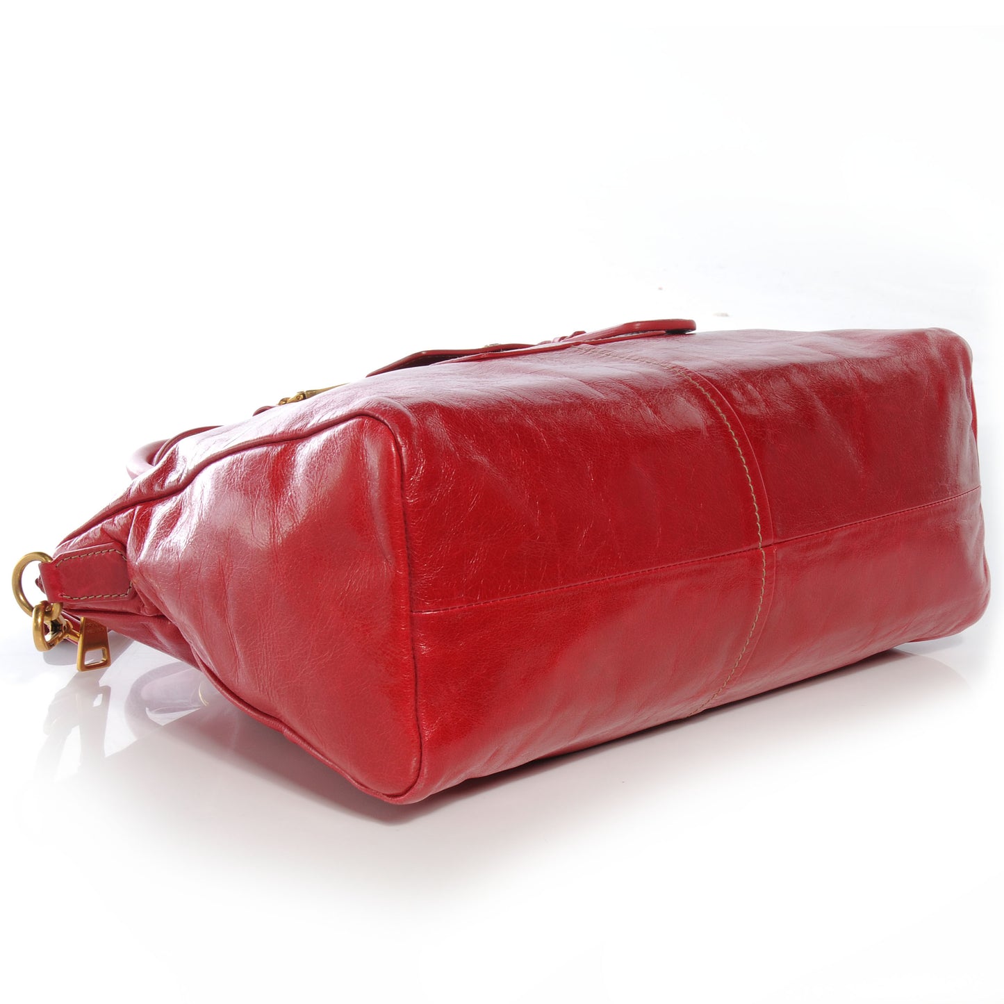 Vitello Shine Shopping Satchel Rosso