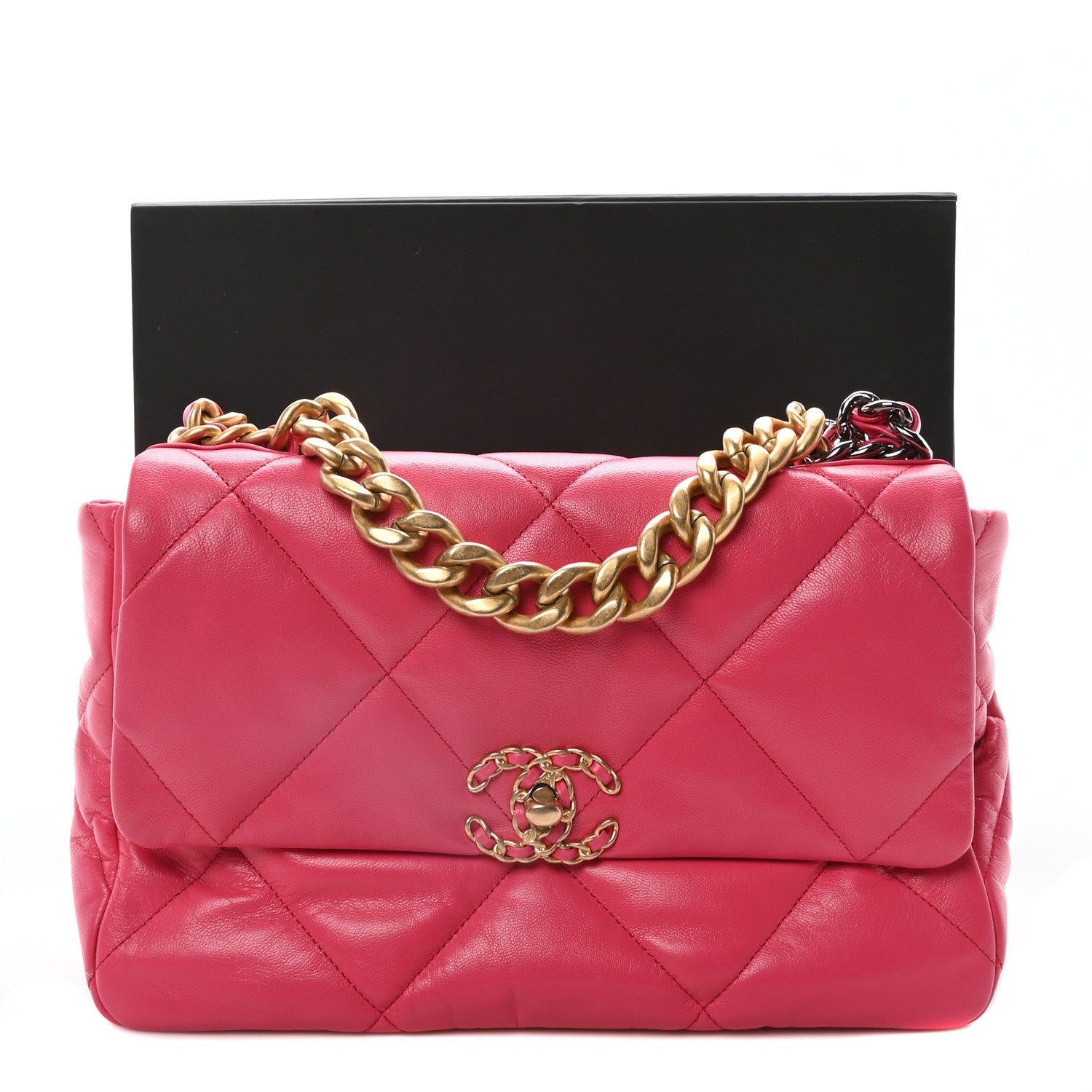 Chanel Lambskin Quilted Large Chanel 19 Flap Dark Pink 11 of 11