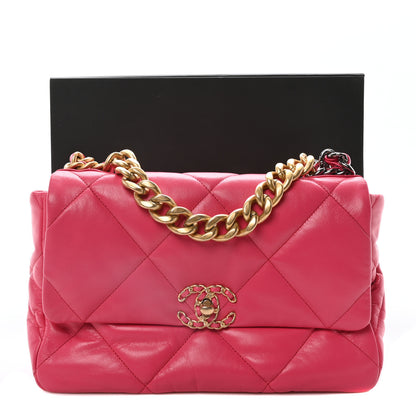 Chanel Lambskin Quilted Large Chanel 19 Flap Dark Pink 11 of 11