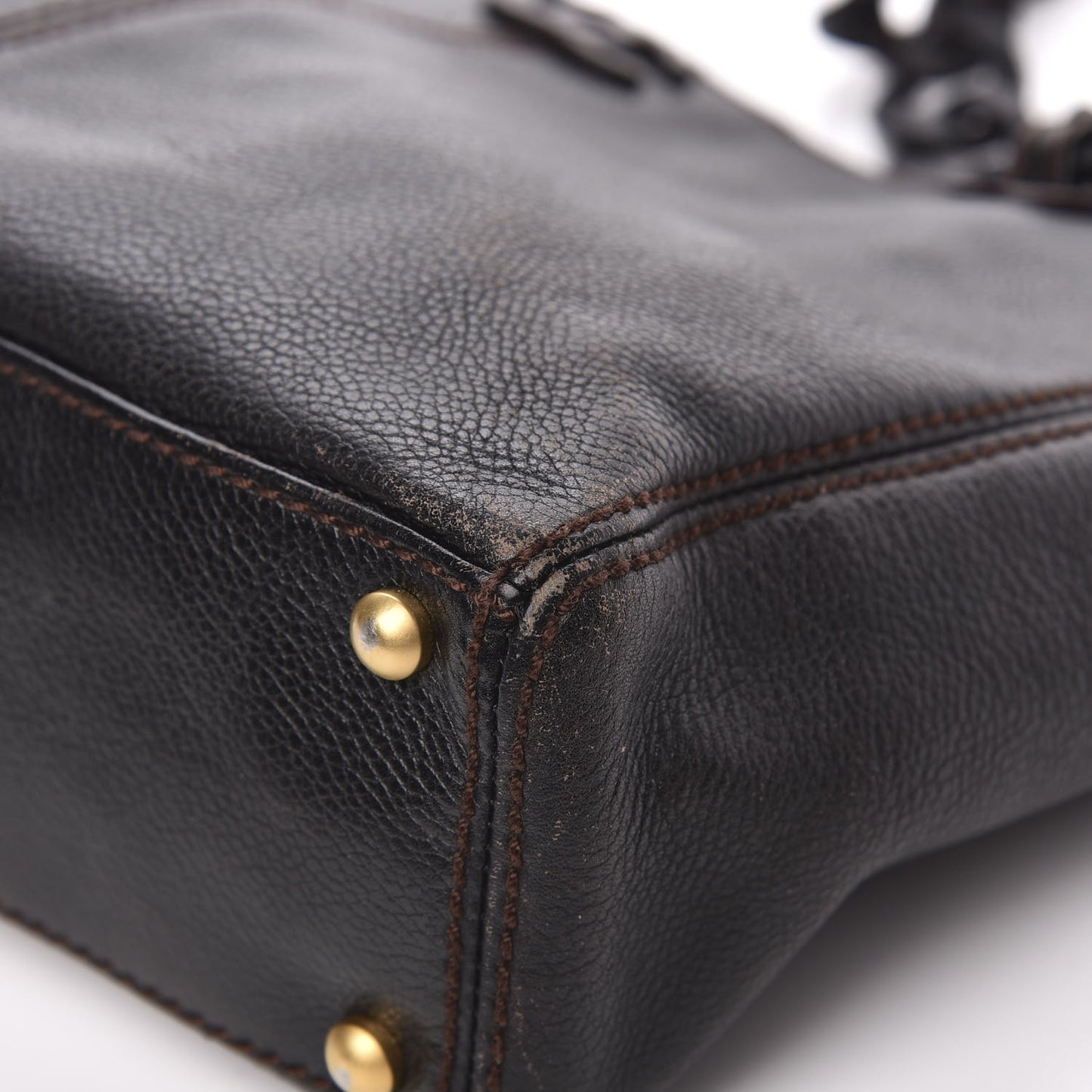Calfskin Wood Chain Tote Black