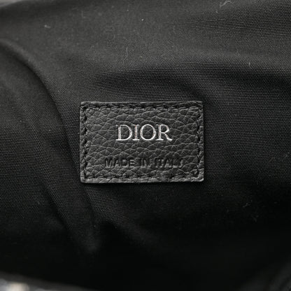 Christian Dior Oblique Jacquard Grained Calfskin Drawstring Saddle Backpack Beige Black 6 of 11